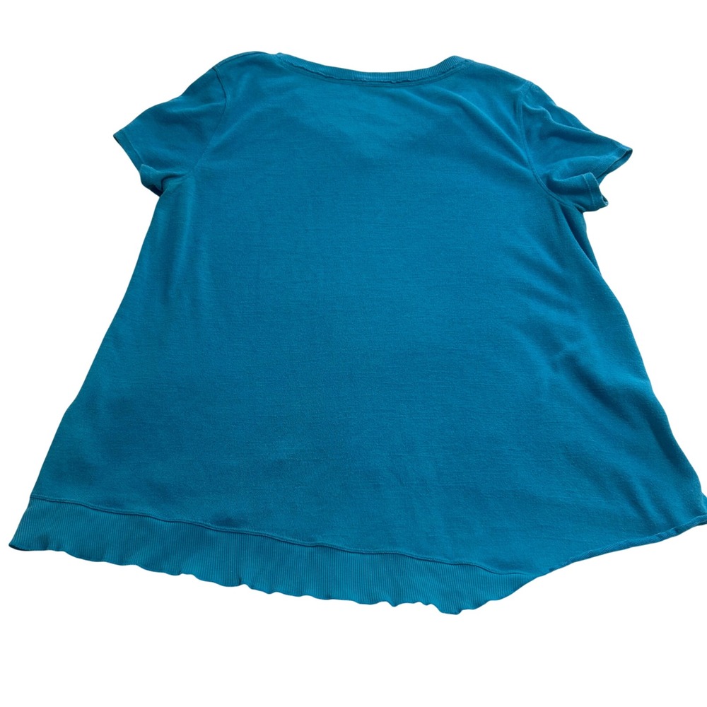 Calvin Klein Performance Womens XL Turquoise Blue V-Neck High-Low Top - Picture 2 of 8